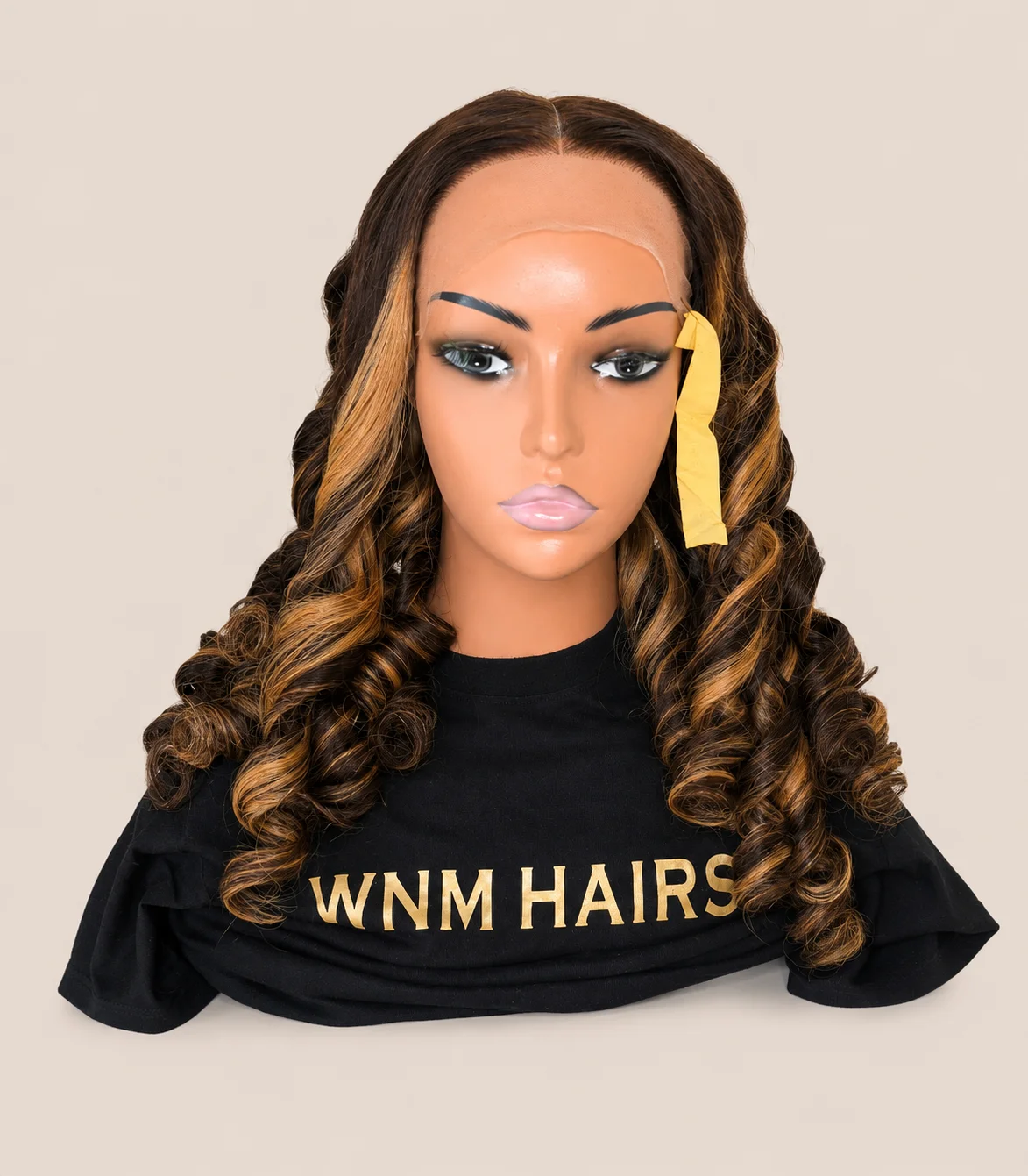 Mannequin with styled wig and branding Mannequin With Styled Wig and Branding - Image 1
