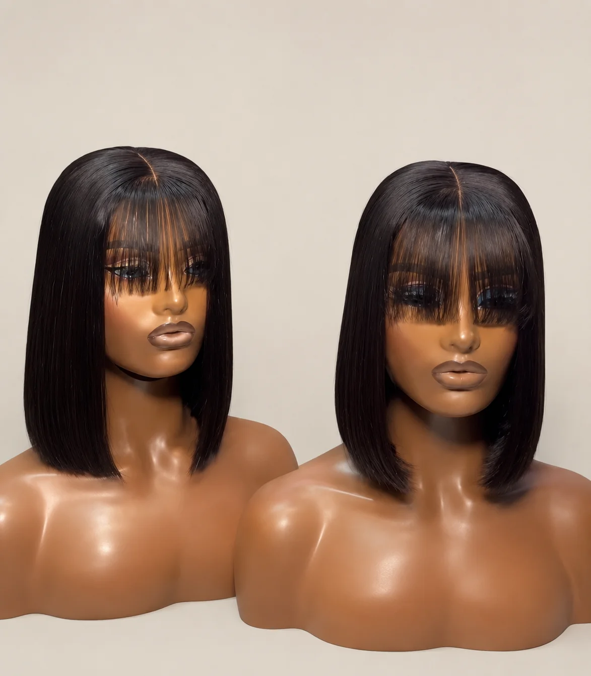 Straight Bob Wig with Wispy Bangs Straight Bob Wig with Wispy Bangs - Image 1