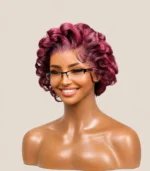 Burgundy Finger Wave Pixie Wig