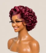 Burgundy Finger Wave Pixie Wig - Image 3