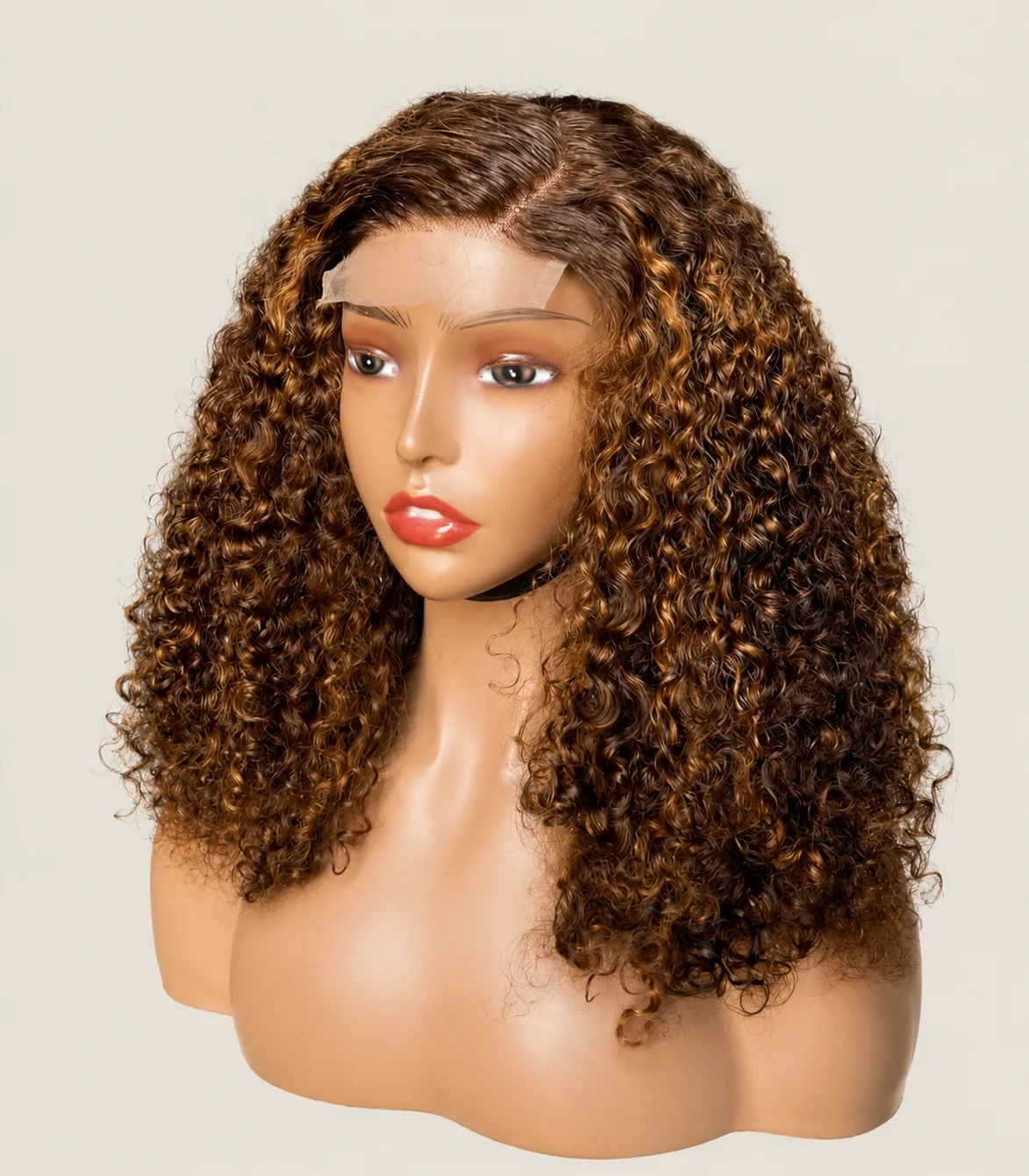 Bust Curly Wig Brown Bust Curly Wig - Image 1
